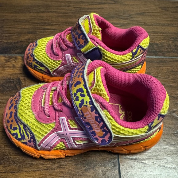 ASICS Gel Turbo Running Shoes Girls Toddler 7c Pink/Yellow/Orange - Picture 3 of 7